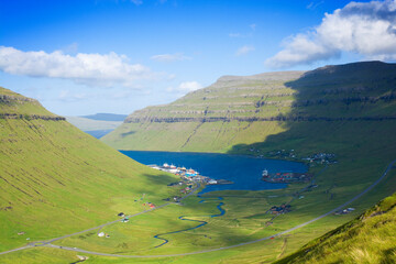 Oyrareingir, Signab&oslash;ur and Kollafj&oslash;r&eth;ur villages at the very head of the Kollafj&oslash;r&eth;ur-fjord, Faroe Islands