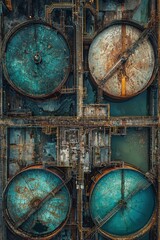 Aerial view of industrial water treatment facility with large tanks