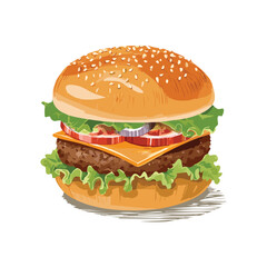 Delicious hamburger cartoon
