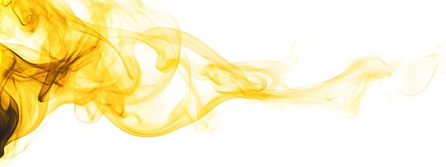 A yellow smoke with black edges, swirling and rising from the bottom of an all-white background
