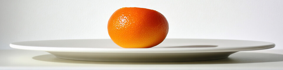 A single, artfully arranged piece of fruit, displayed on a clean, white plate.