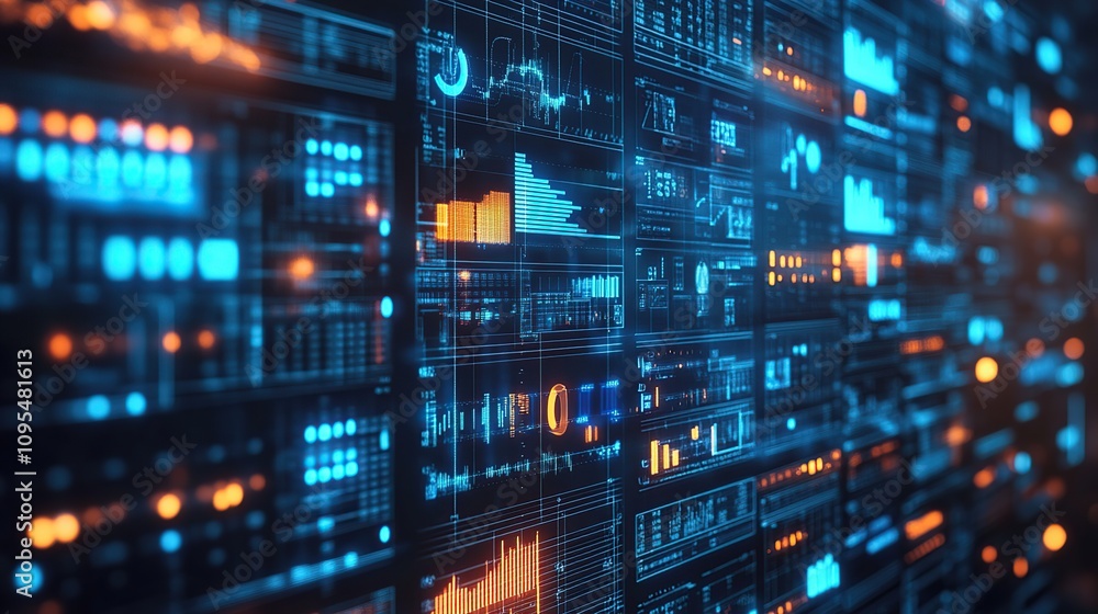 Poster abstract digital data visualization: a futuristic tech interface