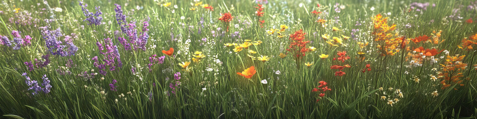 Meadow Medley: A colorful array of wildflowers growing in a lush meadow.