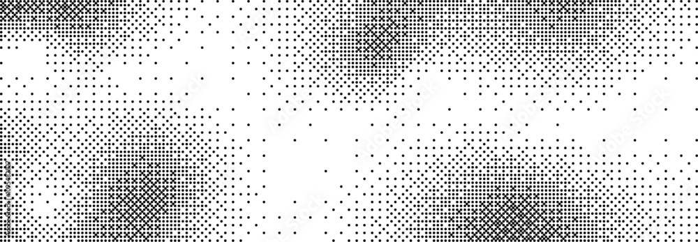 Poster Pixelated bitmap gradient texture. Retro pixel art, black dither pattern, 8 bit background. Vector illustration