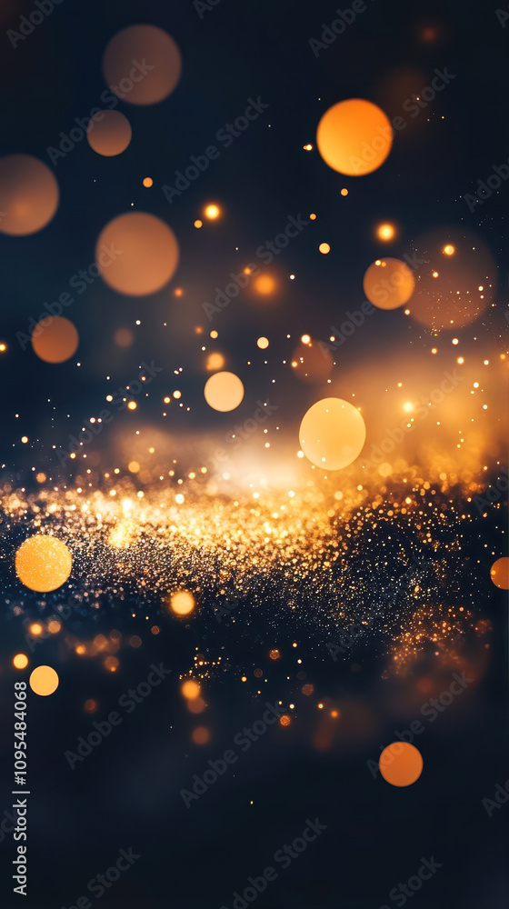 Aufkleber sparkling golden particles dance gracefully in a dark expanse, creating a mesmerizing effect that ca