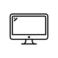 Computer monitor icon in line art