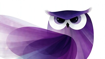 Obraz premium An owl with large eyes in a purple dress and a flowing ruffled neck