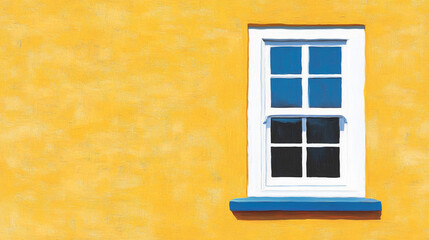 Yellow Wall White Window Pane  Home Exterior  Rustic Charm  Building Facade  Blue Sill  Co
