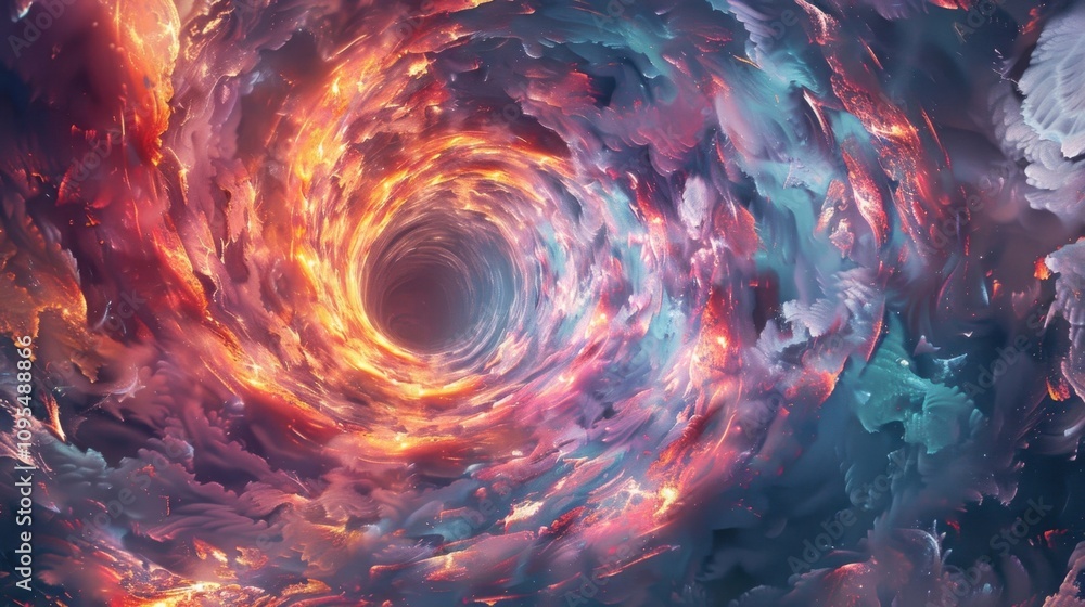 Poster a kaleidoscope of spiraling motion filled with boundless energy and vigor.