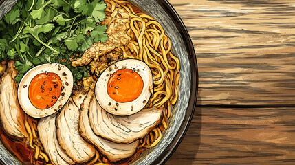 cartoon style ramen noodles, anime