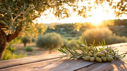   A bunch of olives is sitting atop a wooden table beside another batch