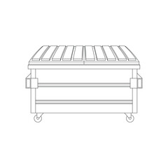 Hand drawn kids drawing dumpster cartoon isolated
