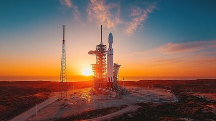 Majestic Sunset over Space X Rocket Launch
