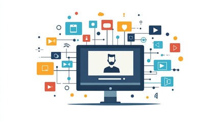 Global Digital Network: A Visual Representation of Online Connectivity and Multimedia Sharing.