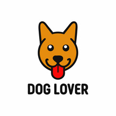 cute Dog head vector illustration with text Dog lover with white background 