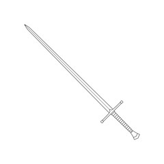 Hand drawn kids drawing long sword cartoon isolated