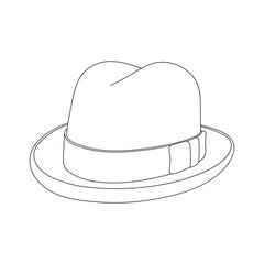 Hand drawn kids drawing homburg hat cartoon isolated