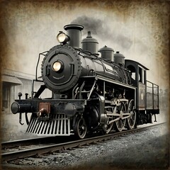 Naklejka premium Vintage Steam Locomotive 
