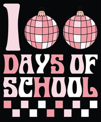 100 Days of School T-Shirt Design – Fun and Colorful Milestone Artwork with Bold Text, Confetti, Pencils, and Books for Teachers, Kids, and Classroom Celebrations