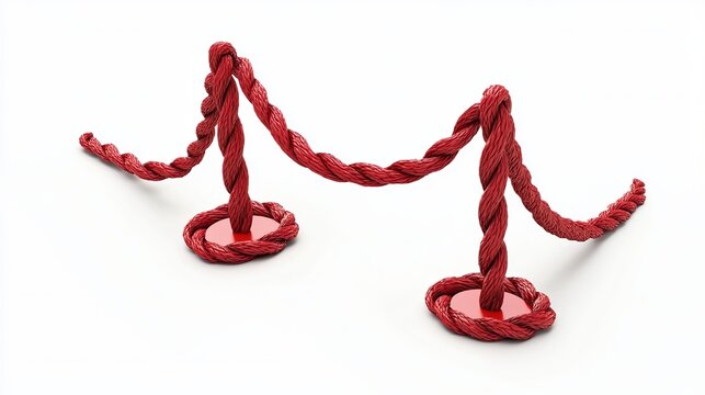 Elegant red rope barrier, perfect for VIP events or crowd control.