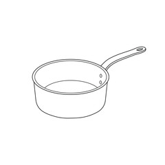 Hand drawn kids drawing sauce pan cartoon isolated