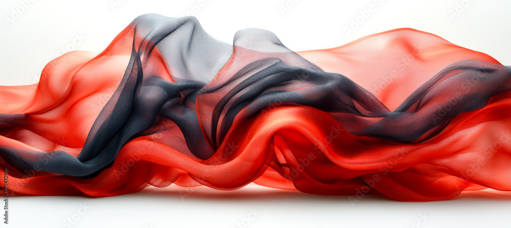 Poster soft red and black fabric creates elegant, flowing waves with delicate textures that enhance the vis