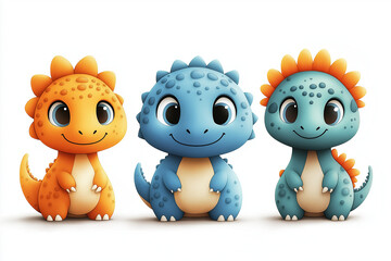 Obraz premium dinosaures illustration, dessin, coloré, mignon, tout-petits, adorable, joli, fun, loisir, jeu, jouet, art, enfance, jeunesse