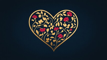 Floral heart logo template