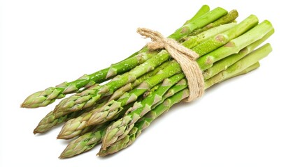 A bundle of fresh asparagus spears with their vibrant green color and tender texture, Each spear's nutrient-rich profile and earthy taste captured with precision