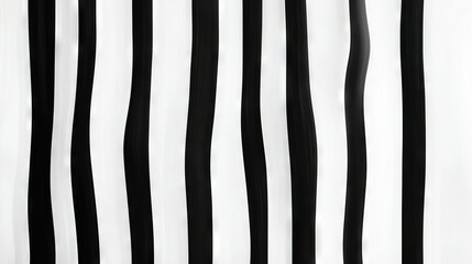   Close-up shot of a white curtain featuring vertical stripes in black and white