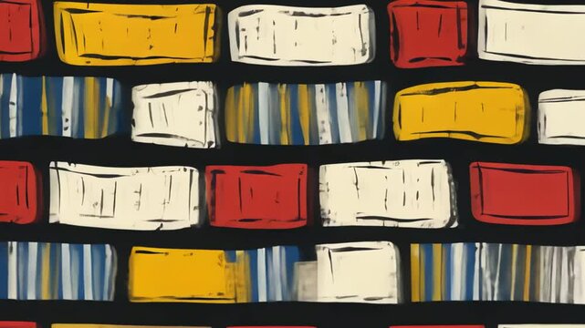 Vibrant kwanzaa background featuring abstract patterns with red, yellow, blue, and cream elements celebrating african heritage