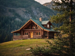 wooden house in the mountains