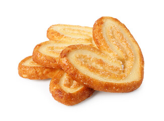 Tasty french palmier cookies isolated on white