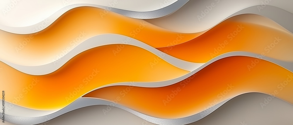 Poster series of orange and white waves that are cut off at the top. the waves are arranged in a way that c