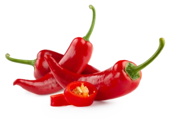Gardinen Chilischoten Red jalapeno pepper with slices without background  © Svetlana