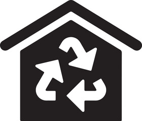 Illustration of a house icon with a recycling symbol, representing an eco-friendly home