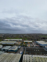 Aerial View of Central City Centre Elstree Uxbridge London City of England, Great Britain. It Was Rainy and Cloudy Day with Strong Winds over England, UK. April 4th, 2024