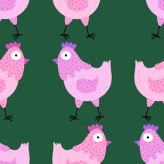 Easter chicken seamless birds pattern for wrapping paper and fabrics
