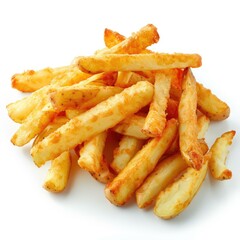 French fries on white background.