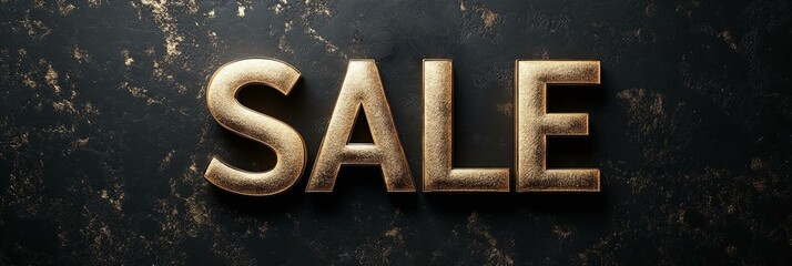  Golden sale text on textured dark background for luxury promotions and vibrant advertising banners