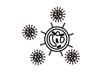 Icono negro de virus en fondo blanco