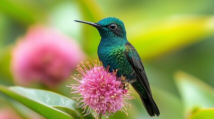 Fototapeta premium Hummingbird sitting on the flower