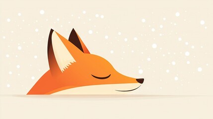 Obraz premium Picture of fox asleep under falling snow