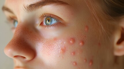 A woman with a rash on her face