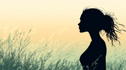 Fototapeta premium A woman is walking through a field of tall grass