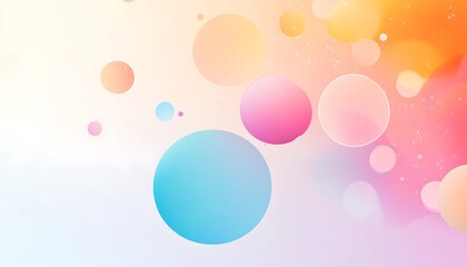 Abstract design featuring colorful bubbles on a soft gradient background.
