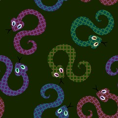 Obraz premium Summer animals seamless snake pattern for wrapping paper and new 2025 year