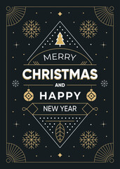 Merry Christmas and Happy New Year greeting card, poster, holiday cover