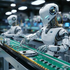 Fototapeta premium Robot working on a circuit board.