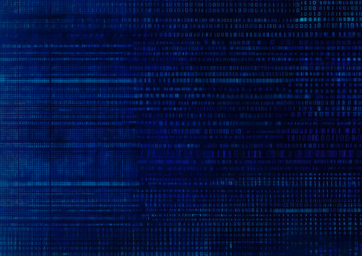 Abstract Digital Technology Background Featuring Binary Code in Vivid Blue Tones, Ideal for Use in Tech-Themed Designs and Creative Projects.